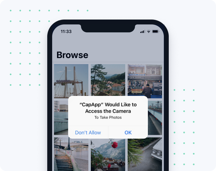 iphone popup asking if app can access camera